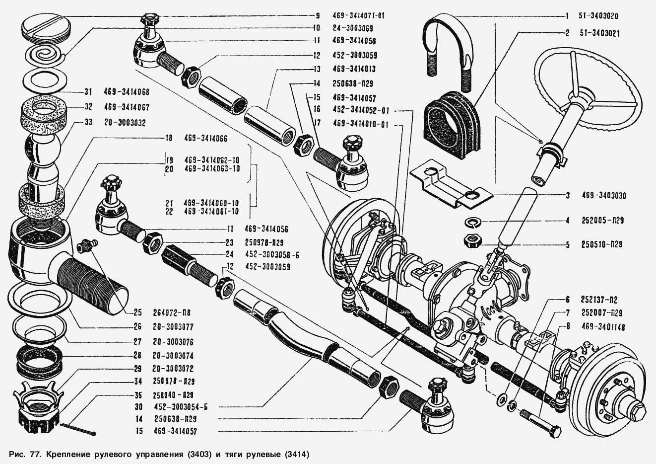 Рулевые тяги УАЗ 469 схема